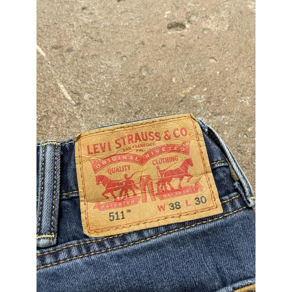 Levis 511 Jeans Mens‎ 38x30 Blue Denim Slim Fit Straight Leg Zip Fly Mid Rise